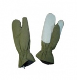 Перчатки трехпалые специальные для пожарных ткань «Пировитекс», болотный цвет