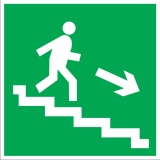 Направление к эвакуационному выходу по лестнице вниз направо